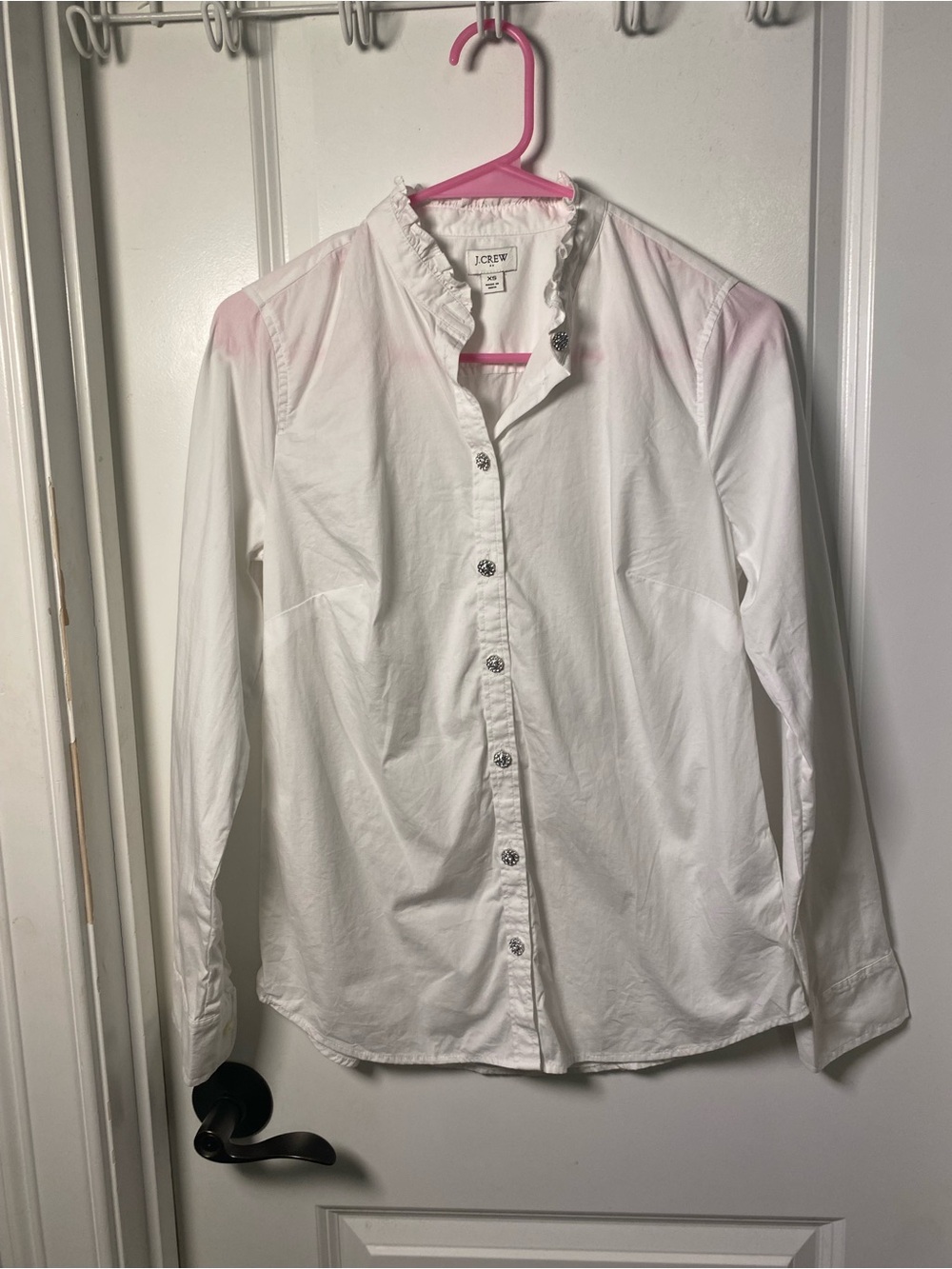 J. Crew White Ruffle-Neck Button-Up Shirt - Picture 2 of 8
